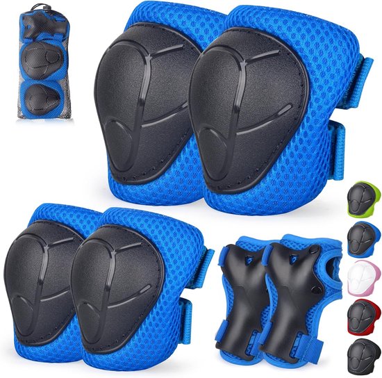 Kit Protection Enfant 6 Pièces - Genouillères, Coudières, Poignets - Pour Skate, Vélo, Roller - 3-12 Ans