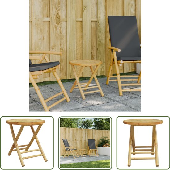 vidaXL Bamboetafel - Tuin Tafel - Tuintafel inklapbaar Ø 45x45 cm bamboe - Klaptafel - Buitentafel - Teras Tafel