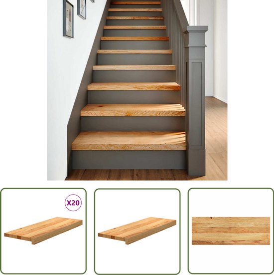 Traptreden 20 st 120x30x2 cm massief eikenhout lichtbruin