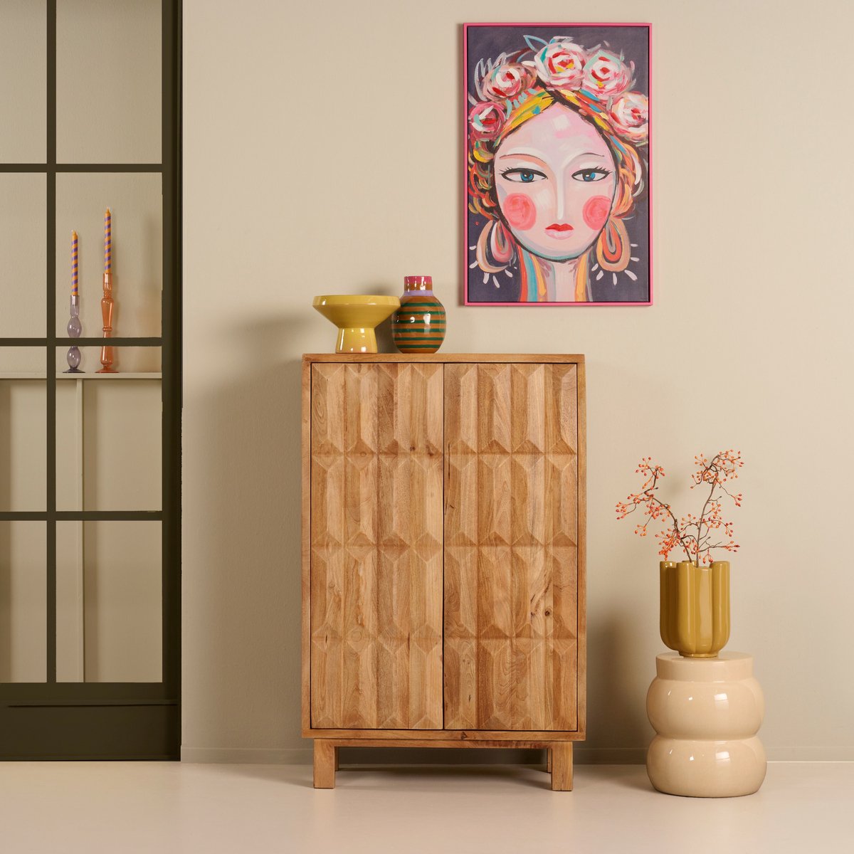 Boekenkast Portal - Mangohout - Bruin - 85 x 130 x 40 cm (BxHxD)