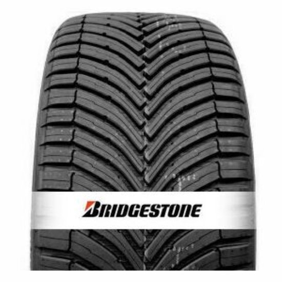 Bridgestone autoband met een V-vormig profiel. Het Bridgestone logo is zichtbaar op een witte band.