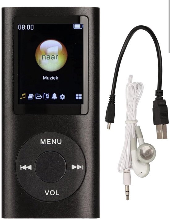 MP3/MP4 Speler Bluetooh - Zwart - Voice Recorder - 32GB SD Kaart - Radio - Met oordopjes en lader