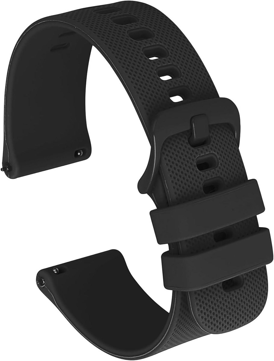 ByShane - Zwart siliconen quick release horlogeband | Waterdicht sport bandje met metalen gesp voor heren en dames