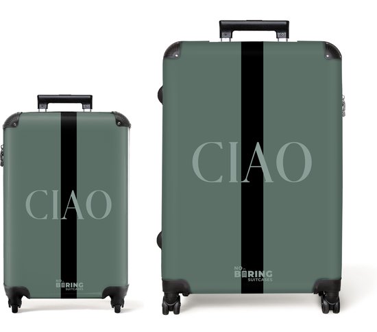 NoBoringSuitcases.com® - Kofferset 2 delig - Koffer lichtgewicht - Groen - CIAO - Reiskoffer set met 4 wielen - Handbagage trolley - Middelgrote rolkoffer - Ruimbagage koffer - Koffers met TSA slot