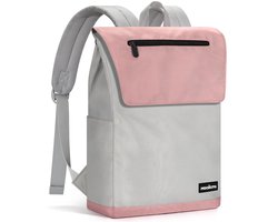 MOCOCITO Damesrugzak, dagrugzak, laptoprugzak, reisrugzak, werktas met 15,6 inch laptopvak, dagrugzak, prachtige elegante rugzak voor excursies, universiteit, school en kantoor (grijs + roze)