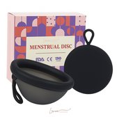 Luxe herbruikbare Menstruatie Disc met Hoesje - MenstruatieDisc - Menstruatiedisk - Menstruatie - Ziggy cup - Disk - Menstrueren - Zero Waste - BPA vrij - Maat L - Zwart