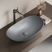 EMKE Opzetwastafel Ovaal - Keramiek - Mat Grijs - 61.5x36x15 cm - Badkamer Wasbak