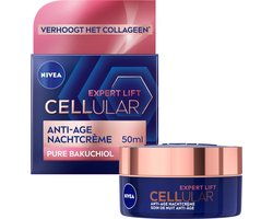 NIVEA CELLular Expert Lift Anti-Age Nachtcrème - Alle Huidtypes - Crème met Bakuchiol en Hyaluronzuur - Anti-rimpel - Verhoogd Collageen - 50 ml