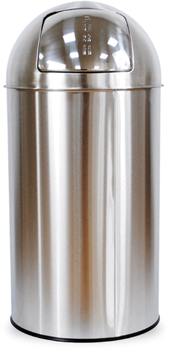 BRASQ Push Bin - Prullenbak RVS - Vuilnisbak met uitneembare afvalemmer - 30 liter - Afvalbak - Prullenbakken