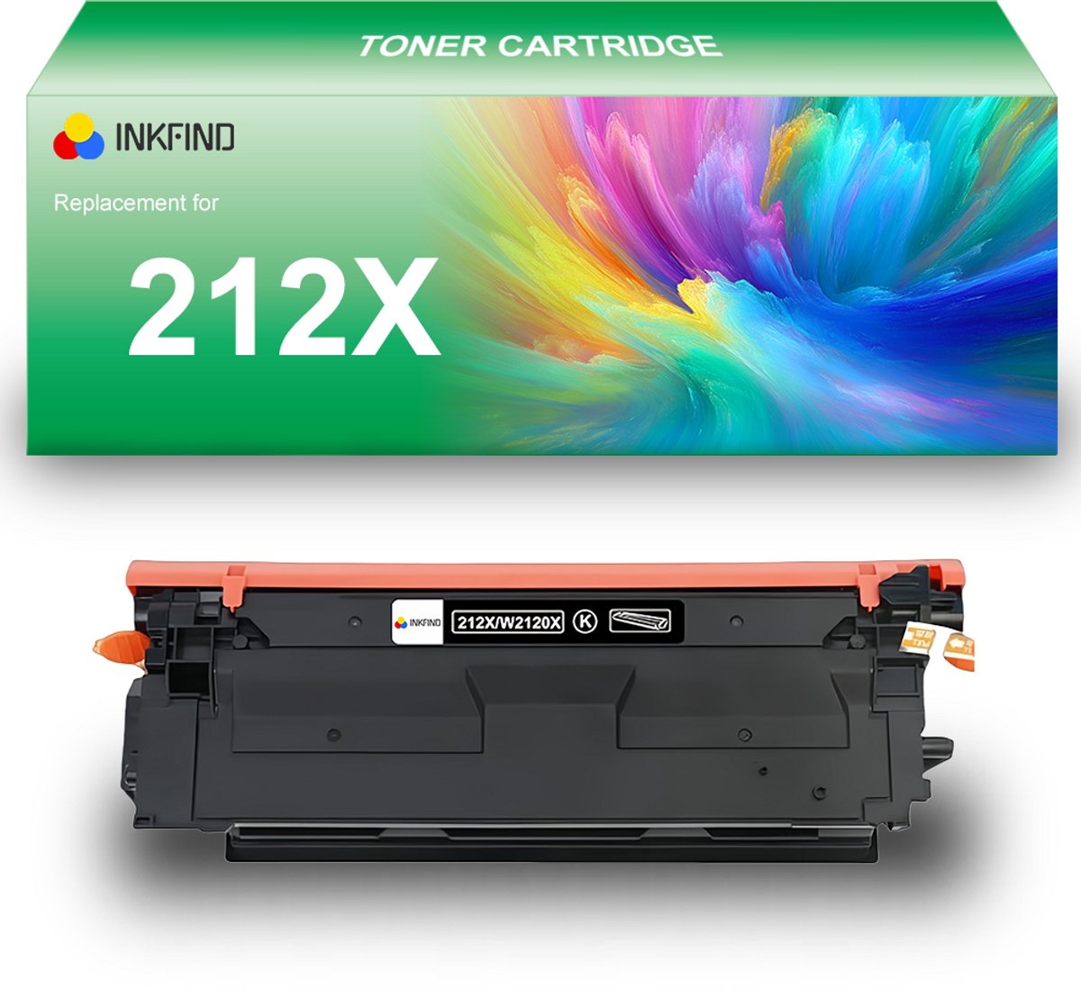 INKFIND 212X (W2120X) Zwart tonercartridge compatibel met HP 212X (W2120X) Zwart toner cartridge - 1-pack Zwart