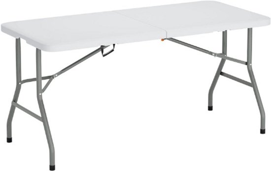 Draagbare Ronde Klaptafel met Handvat Gemakkelijk Opslag Camping Tafel voor Dining Picknick en Party Bianco 122cm/48in Size