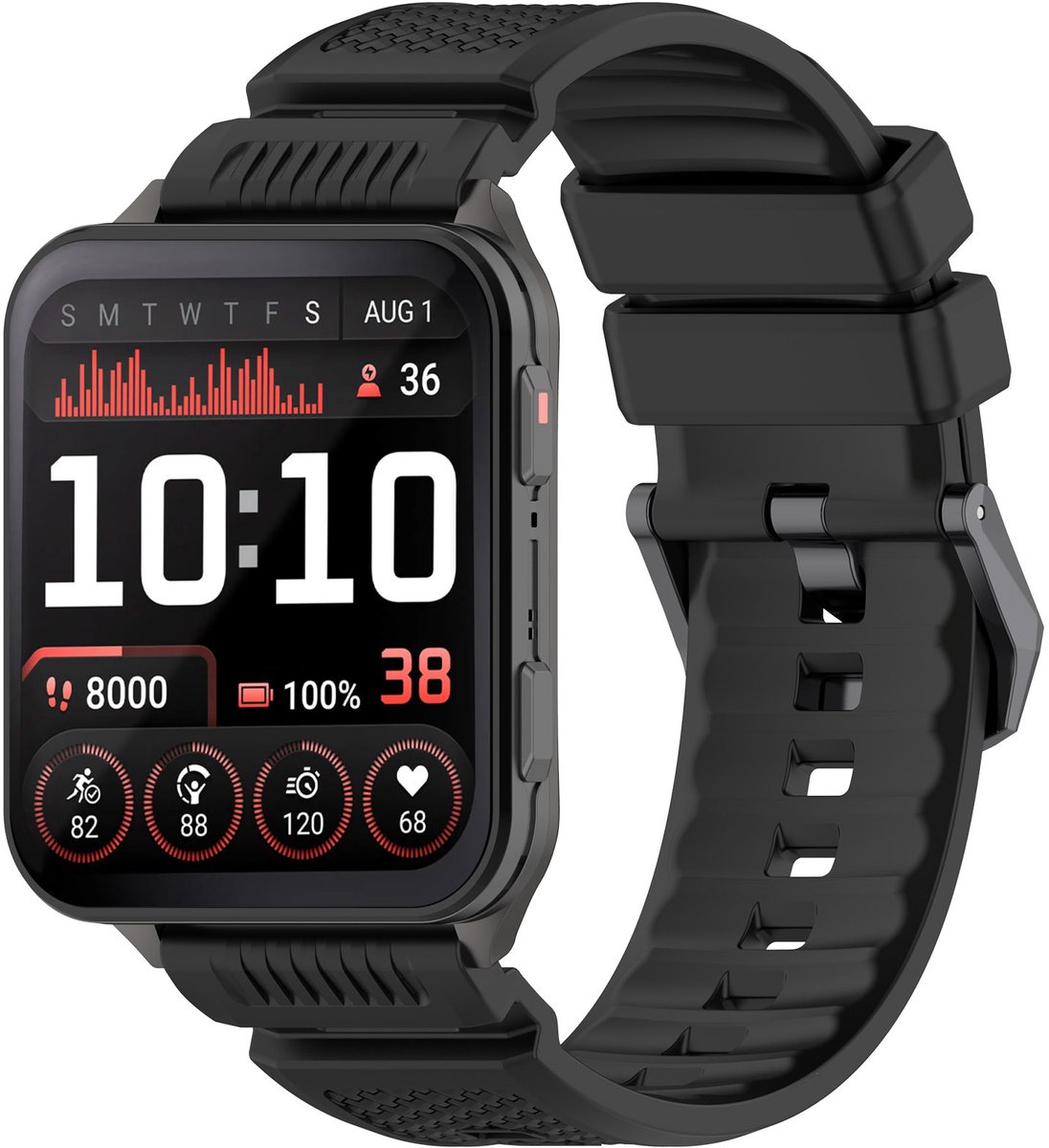 Strap-it Siliconen bandje met gespsluiting - geschikt voor de Garmin Venu X1 (zwart)