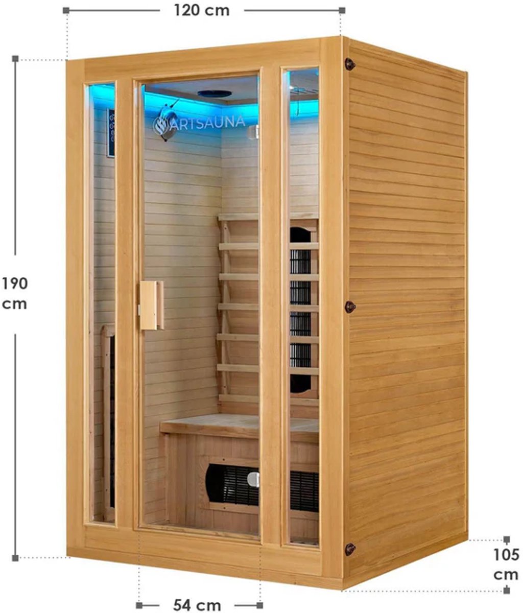 Infraroodcabine Nyborg S120K - 120x105x190 cm - Dubbele Technologie - 2 personen thumbnail 6
