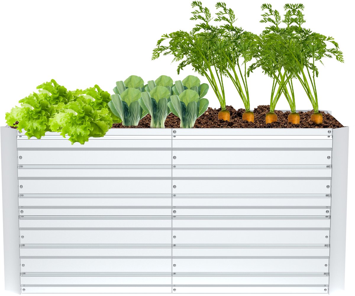 120 x 60 x 58cm Verhoogd Bed Metal Planter Verhoogd Bed Kit voor Kruid Bed Groente Bed Planting Box Garden Box Koude Frame teelt voor bloemen, fruit, groenten (Verzinkt, Rechthoekig)