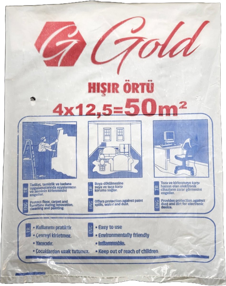 Gold Afdekfolie 4mx12,5m=50 m² - Afdekfolie - Transparant - Afdekzeil