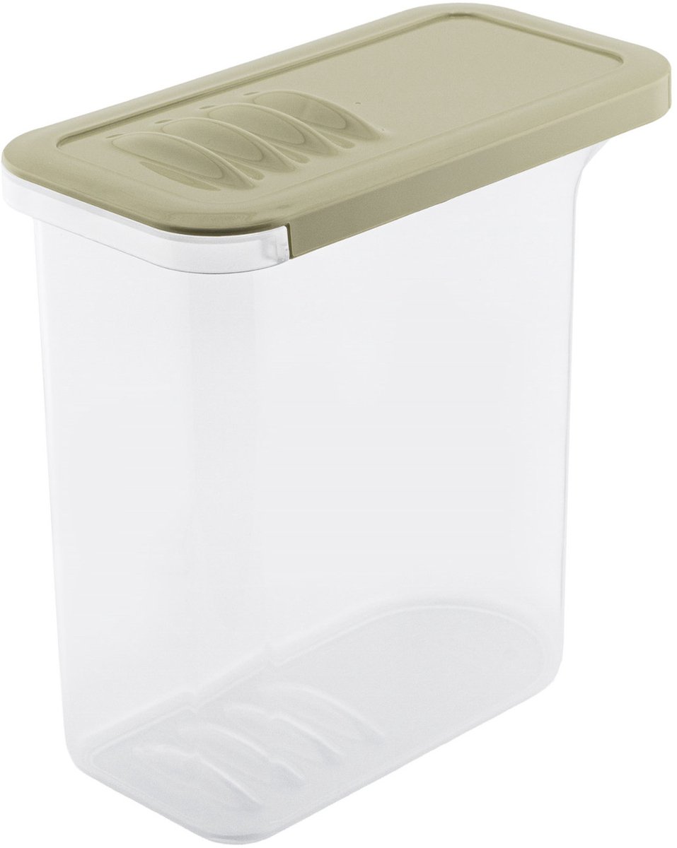 BranQ Shark - Voedselcontainer met deksel - Voorraadbus 1,5l - transparant en olijfgroen - 90 x 174 x 180 mm