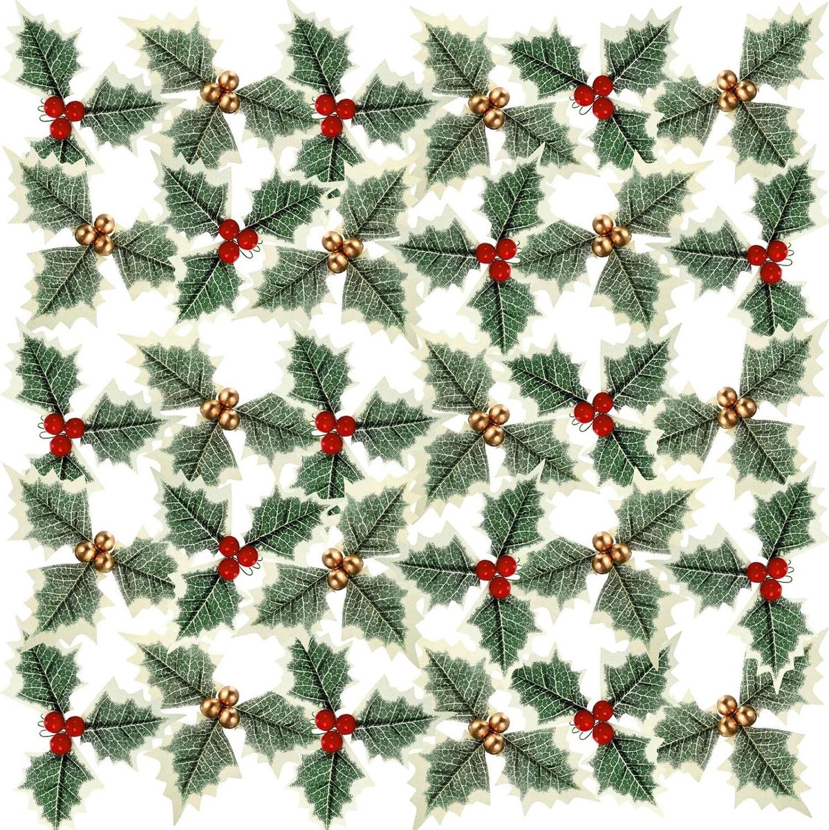 Smoakez - Kunstmatige kerstbessen met groene bladeren - Rode en gouden bessen - Dennenappel - Kerstboomarrangement - Decoraties - Bruiloft - Feest - Thuiscadeau - 30 stuks