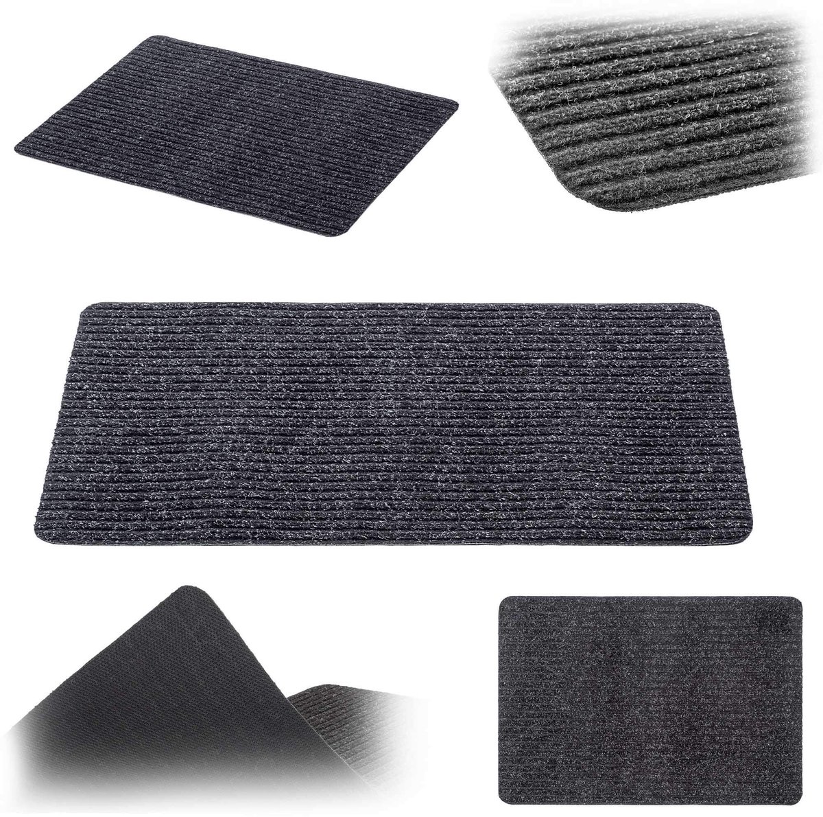 KADAX Antislip Vuilvangmat voor Binnen en Buiten, Weerbestendige Deurmat voor Entree en Huisdeur (Grijs, 70 x 50 cm) Zwart