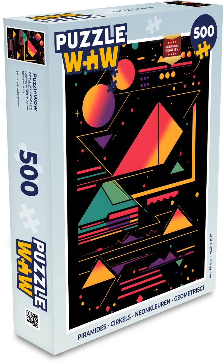 Puzzel Piramides - Cirkels - Neonkleuren - Geometrisch - Legpuzzel - Puzzel 500 stukjes