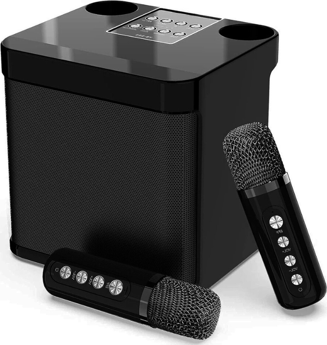 Thuys – Karaoke Machine – Met 2 Draadloze Microfoons – Draagbare Bluetooth Karaoke Speaker PA – Systeem