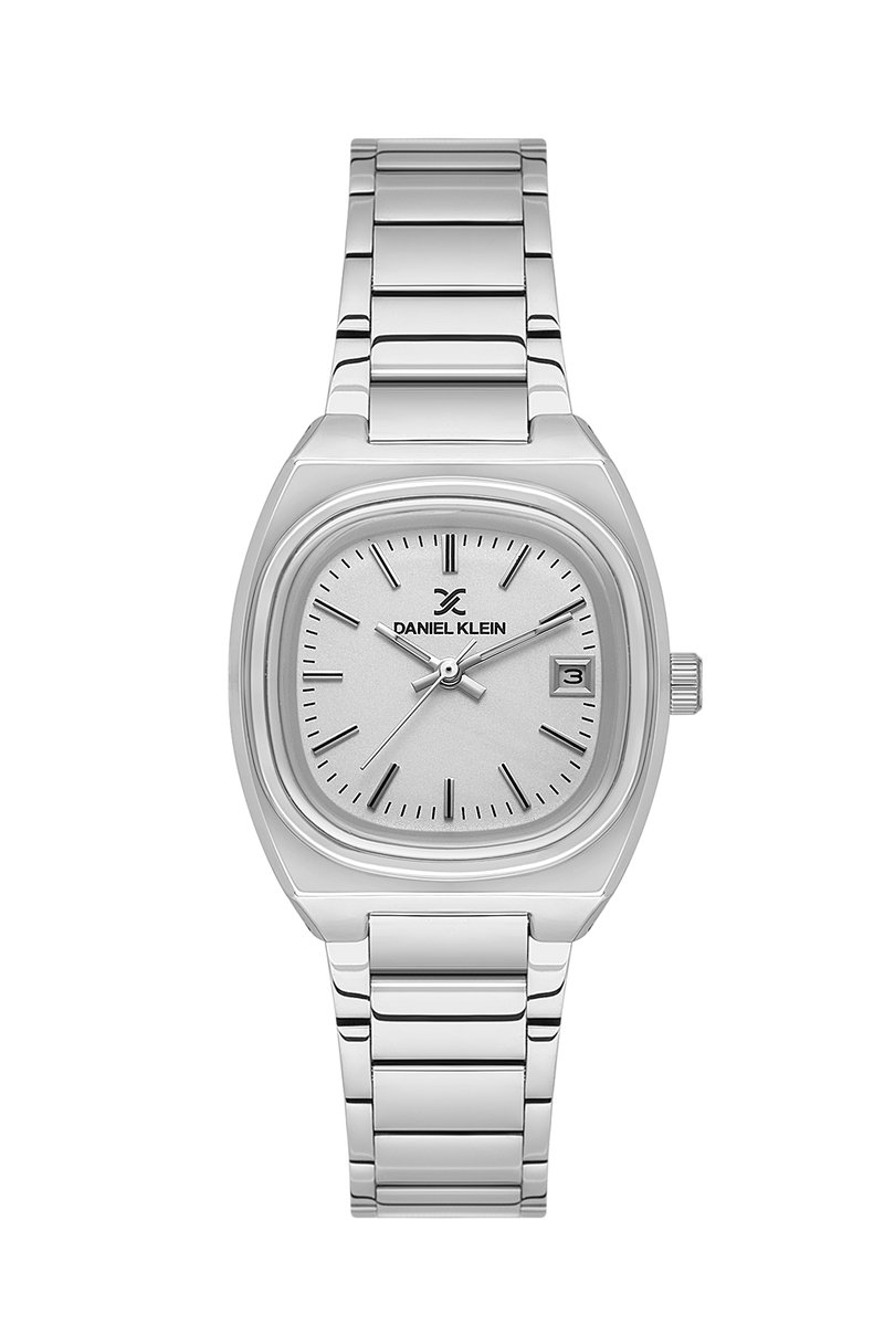 Daniel Klein-model DK.1.13774-1-dameshorloge-zilverkleur-ovaal-vierkant-Datum-3 atm waterdicht-afmeting 28 mm