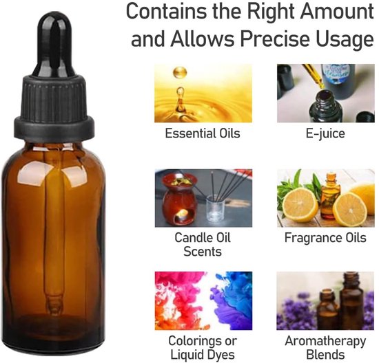 Nadisean 6 Stuks 100ml Glazen Pipetflesjes, Amber Glazen Fles met maatverdeling, Druppelflessen, Glazen Druppelfles met Spuit Trechter Etiketten voor Etherische Oli Parfumoplossingen