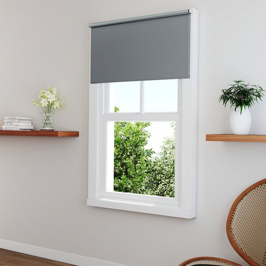 Stores à rouleau occultant - Embouts - Résistant aux UV - Isolant thermique - 120 x 160 cm - Grijs