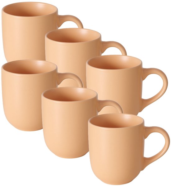 Tasses à café Boltze Paris - 8 pièces - Céramique - Orange pastel