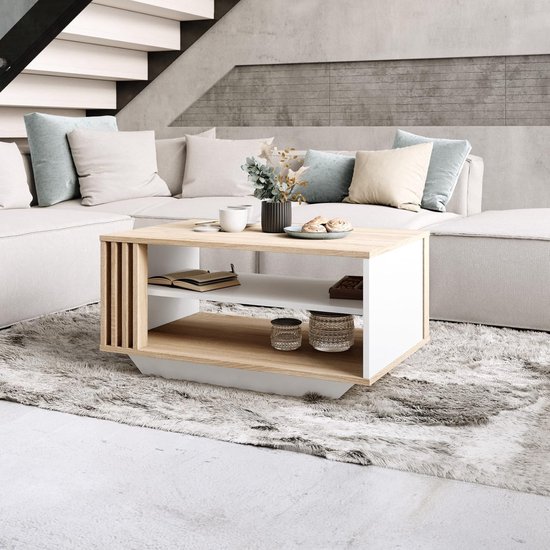 LIFEZEAL Woonkamertafel, vierkant, salontafel, stalen poten, met