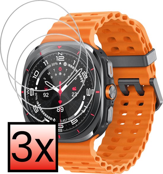 Screenprotector - 3 Stuks - Geschikt voor Samsung Galaxy Watch Ultra - Extra Sterk - Tempered Glass - Gehard Glas - Beschermglas Screen Cover - Bescherm Protector voor Smartwatch