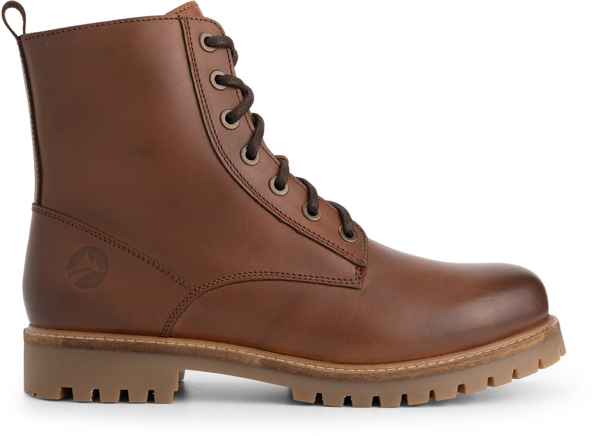 Travelin’ Kvaloya Heren Veterboots Leer Cognac Bruin