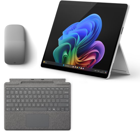 Microsoft Surface Pro 11 - OLED Copilot+ Laptop + Pro Toetsenbord & Arc Muis - Snapdragon X Plus/16GB RAM/512GB SSD - 13 inch - QWERTY - Platinum - Microsoft - Hoofdafbeelding