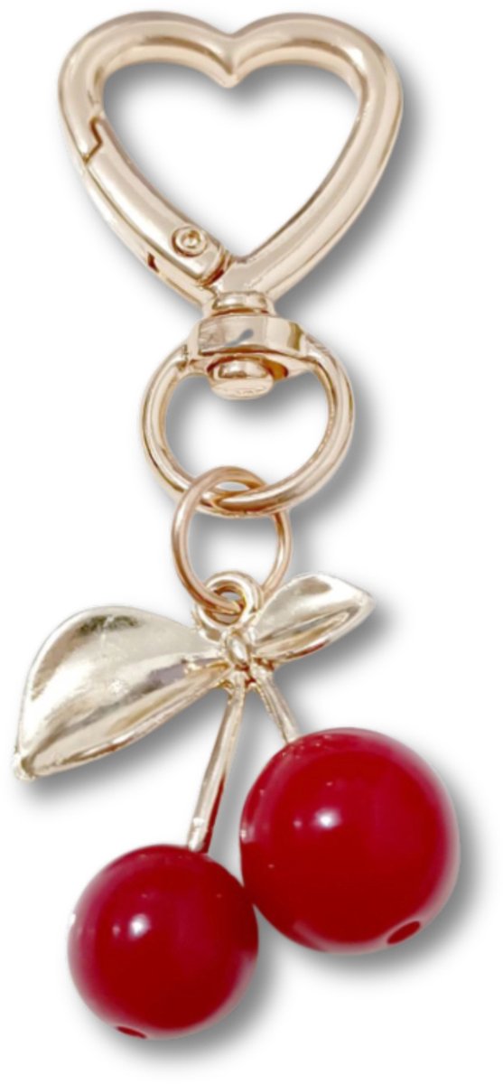 Travel Cords - Sleutelhanger Kersen Goud - Hartje - Stijlvol - Trendy