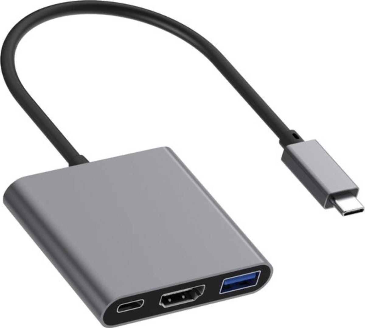 USB C naar HDMI Adapter - 3 in 1 - 4K HDMI - USB 3.0 - Spacegrey - USB-C Opladen