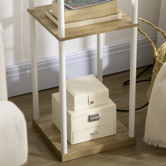 HOMCOM-Stehlampe-MDF, Métal-26L x 26W x 159H cm-Blanc