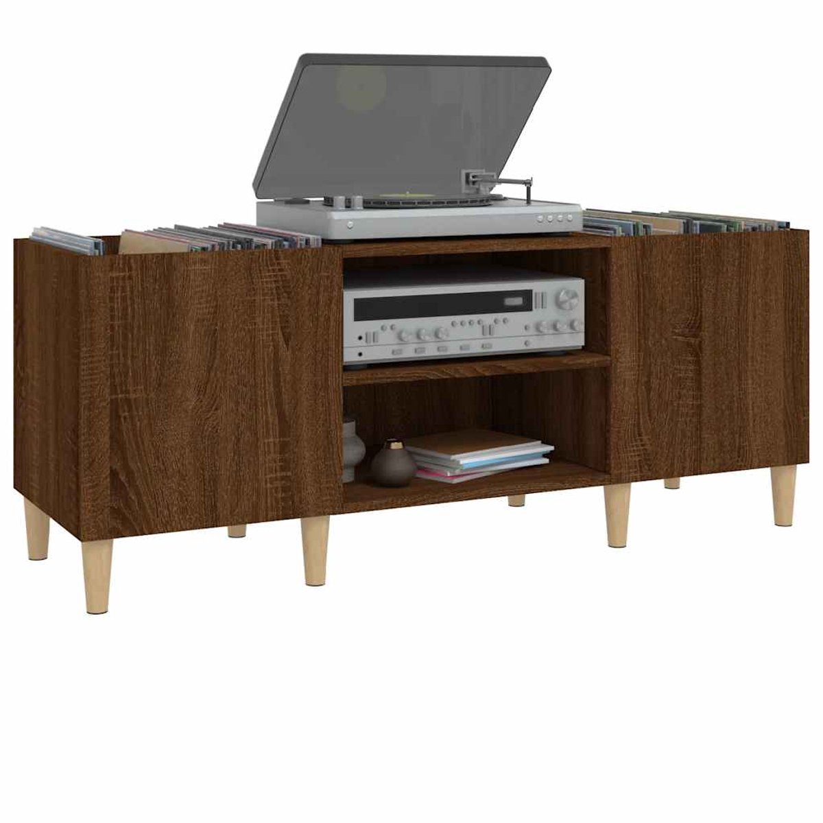 Platenspeler Meubel - LP-kast - Platenspelerkast - Draaitafelstandaard - Platenspelerstandaard - Vintage Displayplank - Bruin