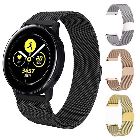 Bracelet de montre Qelus en maille d'acier inoxydable Zwart – Fermeture magnétique et changement rapide – Bracelet universel pour Montres connectées et Montres – Réglable 167-252 mm – 22 mm