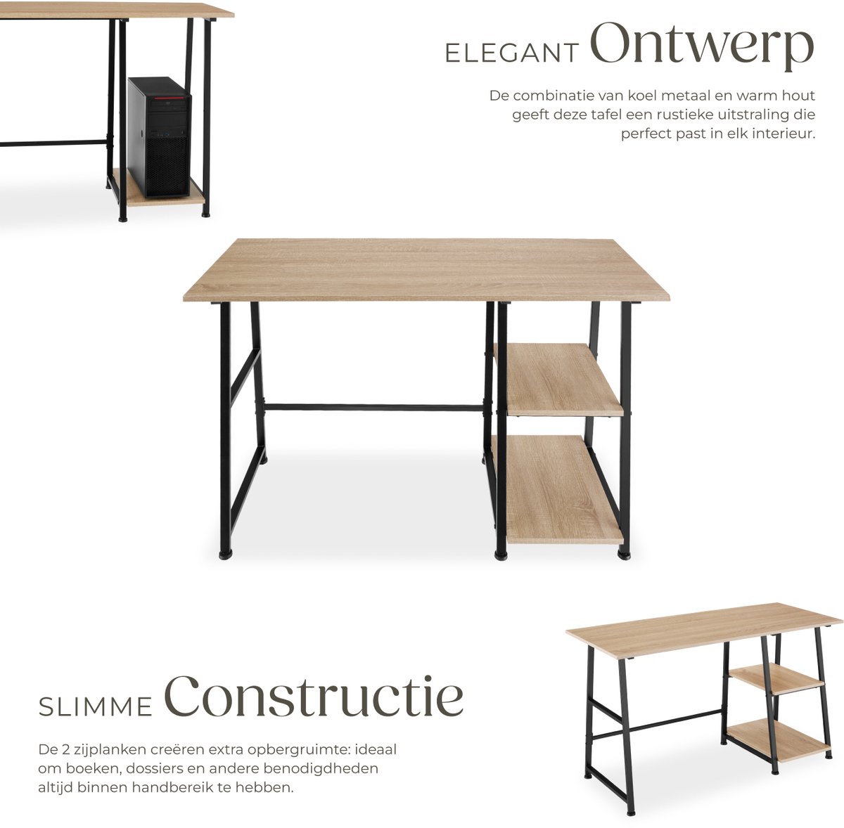 tectake tectake Bureau met 2 planken - Bureautafel - Compu - afbeelding 2