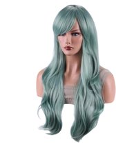Groene pruik- green Wig- Carnaval- Long Wig- Lang Haar Pruik-