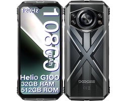 DOOGEE S CYBER PRO 4G - Robuuste Smartphone - Robuuste Telefoon - 32 GB RAM + 512 GB ROM /2TB TF - 6,6 Inth + 120Hz - 10800mAh/33W - Helio G100 - Vingerafdrukherkenning - Face ID - 20MP nachtzichtcamera - Zilver