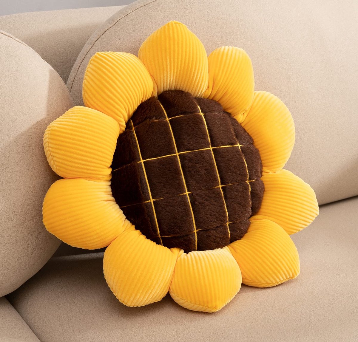 Zonnebloemkussen - Pluche - Multifunctioneel - 1 stuk - Geel