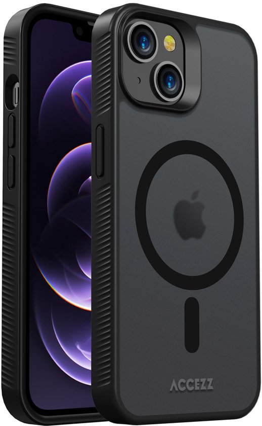 Accezz Hoesje - Geschikt voor iPhone 14 - Rugged Frosted Backcover geschikt voor MagSafe - Zwart