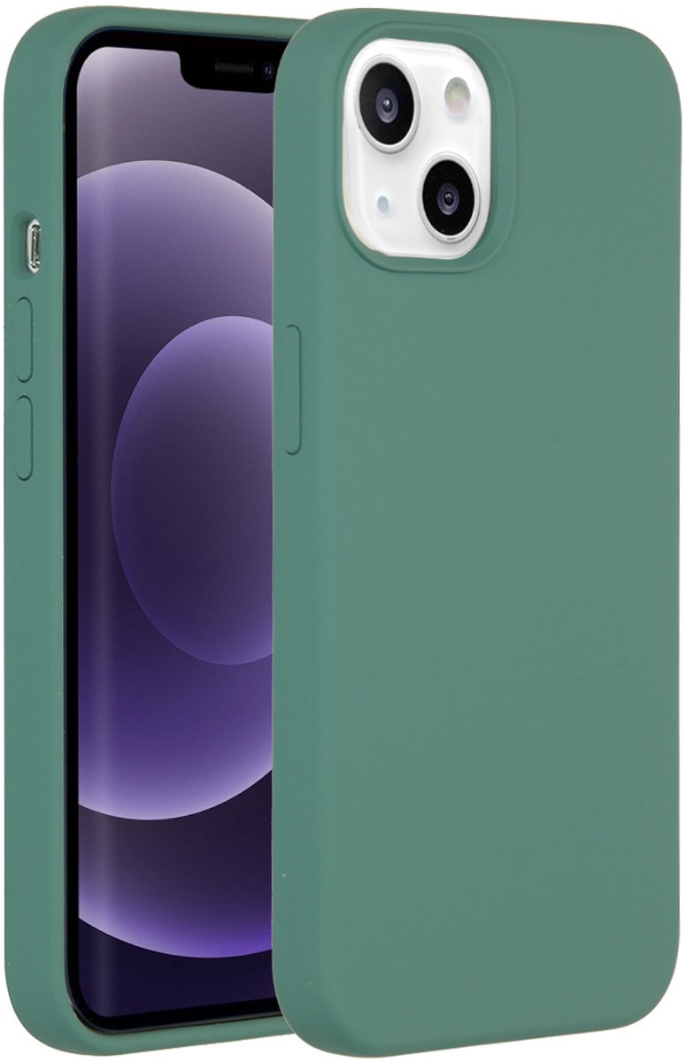 iPhone 13 Hoesje Siliconen - Accezz Liquid Silicone Backcover - Donkergroen