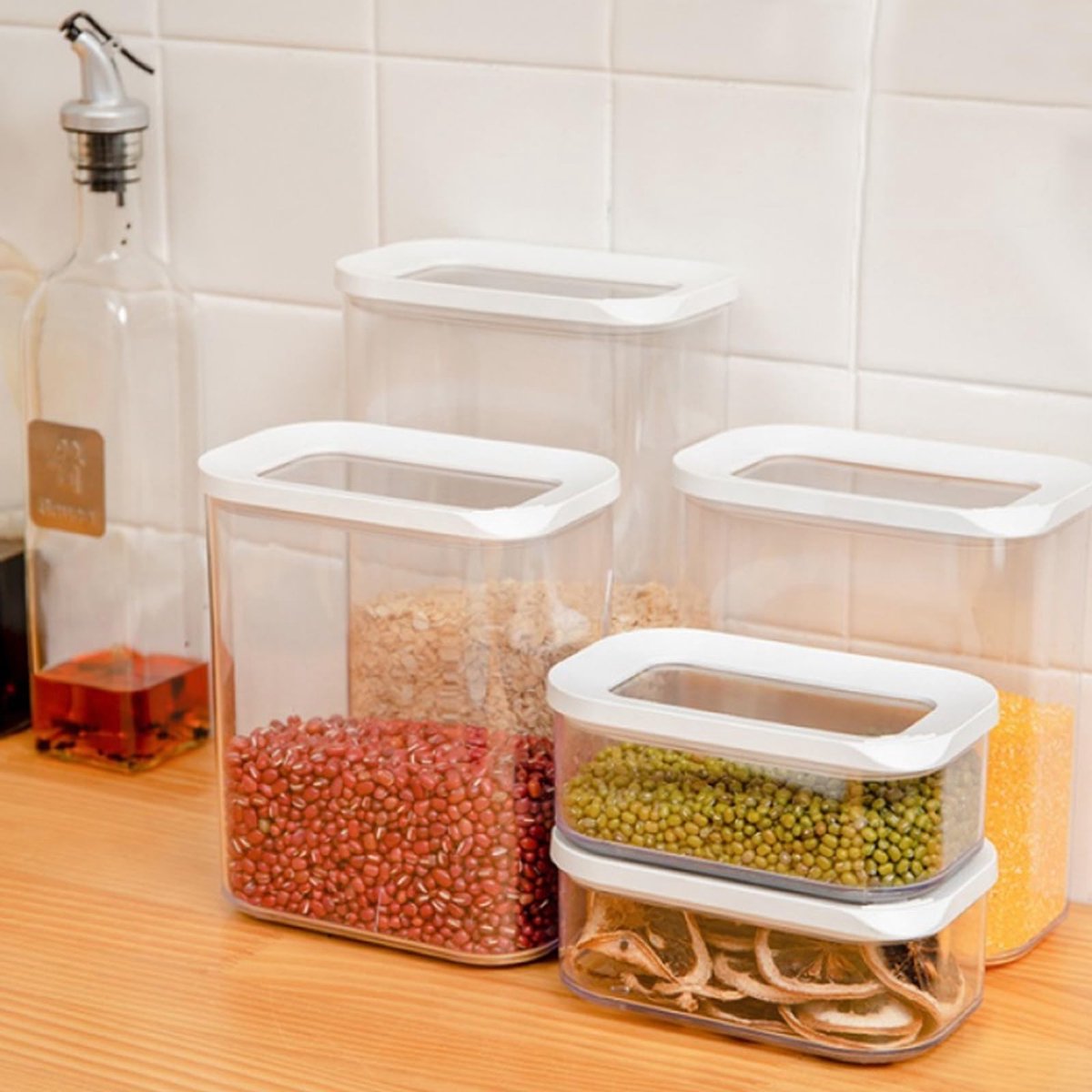 Ibenzoa® 5-delige Set Luchtdichte Voorraaddozen van 1500 ml voor Keukenorganisatie en Opslag