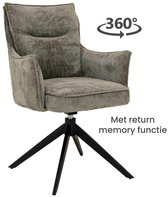 Savona Draaibare Eetkamerstoel – Stof Touch Grey (Grijs) – 360° draaibaar – Met armleuningen – Elegant & Comfortabel