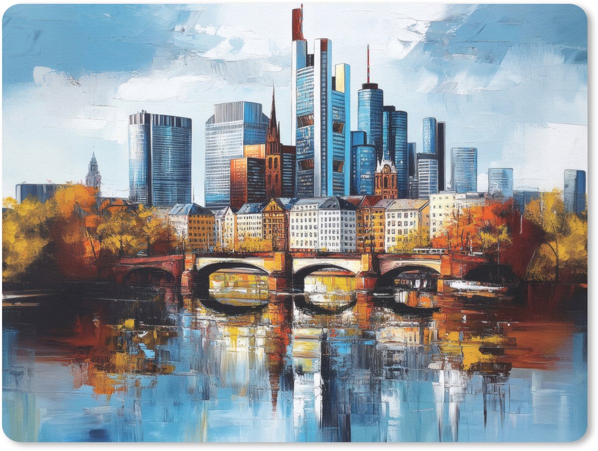 Muismat 23x19 cm - Mousepad Bomen Frankfurt- Stad - Skyline - Brug - Muismatten