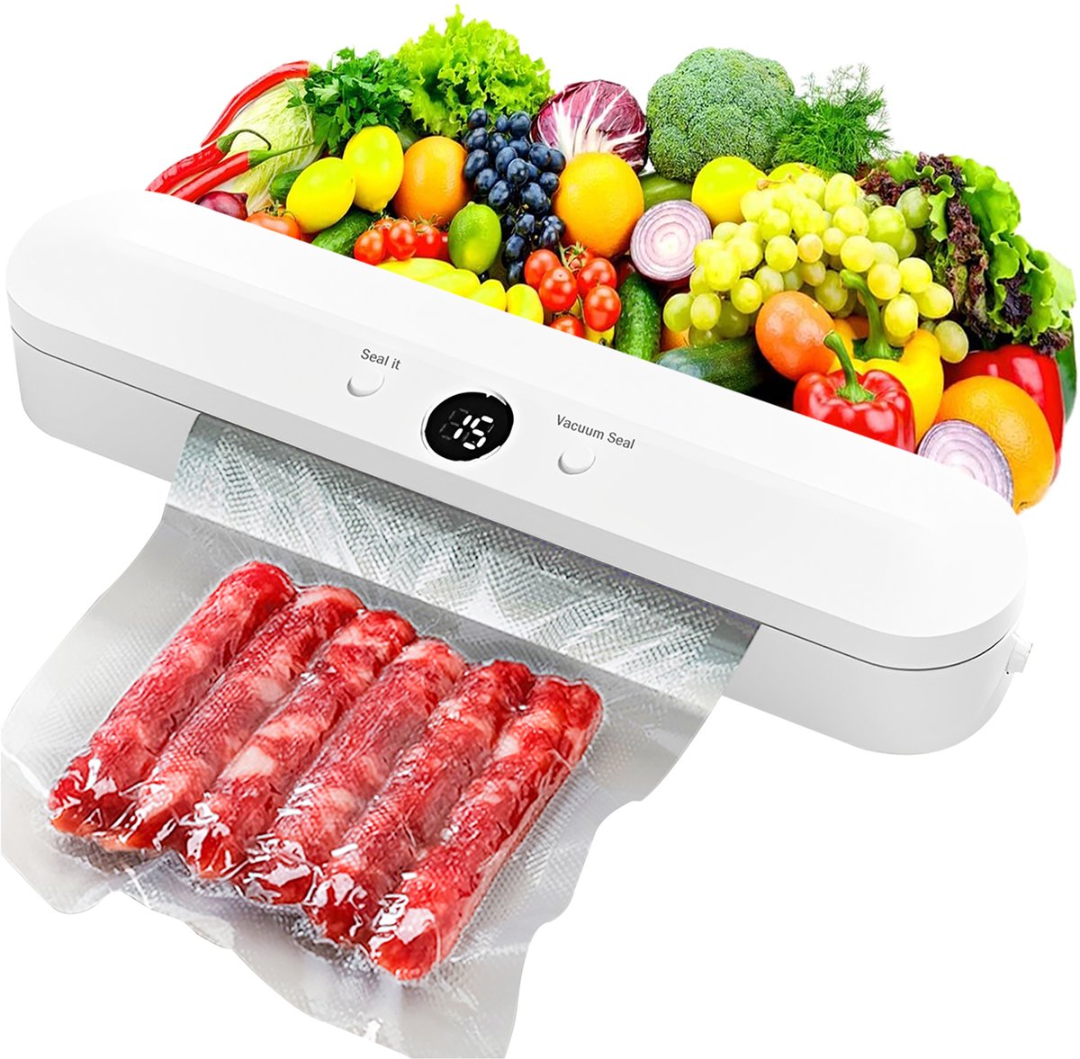 ibettertec - Vacumeermachine - 10 vacumeerzakken - Vacuumsealer - Vacuumsealer met afdichtfunctie - Voor Alle Soorten Voedsel