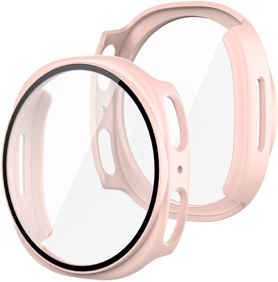 Roze horlogekastje met glazen scherm voor Samsung Galaxy Watch 8, 40mm.