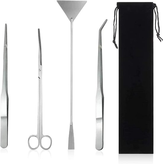 4-in-1 Aquascaping en Aquarium Set - Aquascape tool - Aquarium accessoires - Aquarium reinigingsset - Aquarium set voor plantenverzorging - Met Aquarium Schaar, Aquarium Pincetten en Aquarium Spatel - Voor Aquascaping en Aquarium Planten