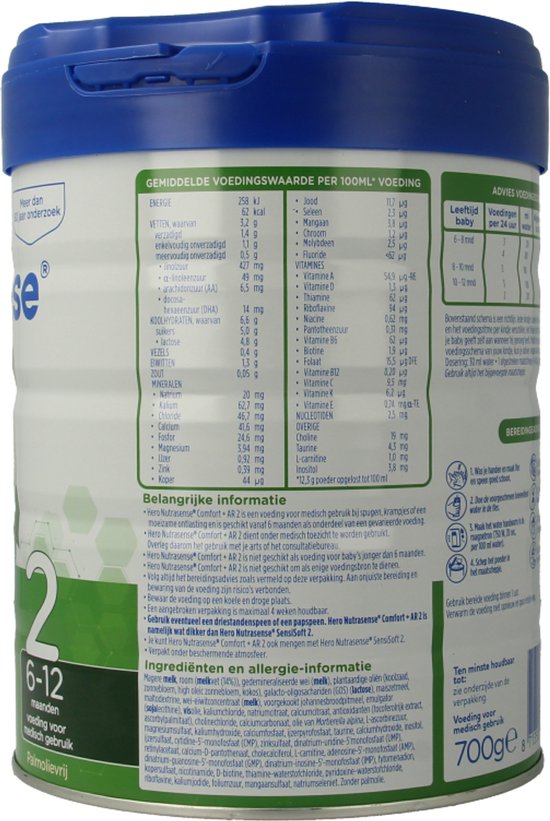 Hero Nutrasense Comfort+ AR Opvolgmelk 2 (6+ Maanden) - Flesvoeding - 1 x 700gr - Palmolievrij van Hero — afbeelding 5